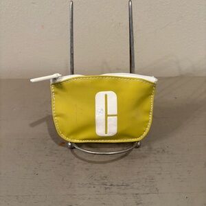 Clinique Mustard Yellow Pouch with White Accents